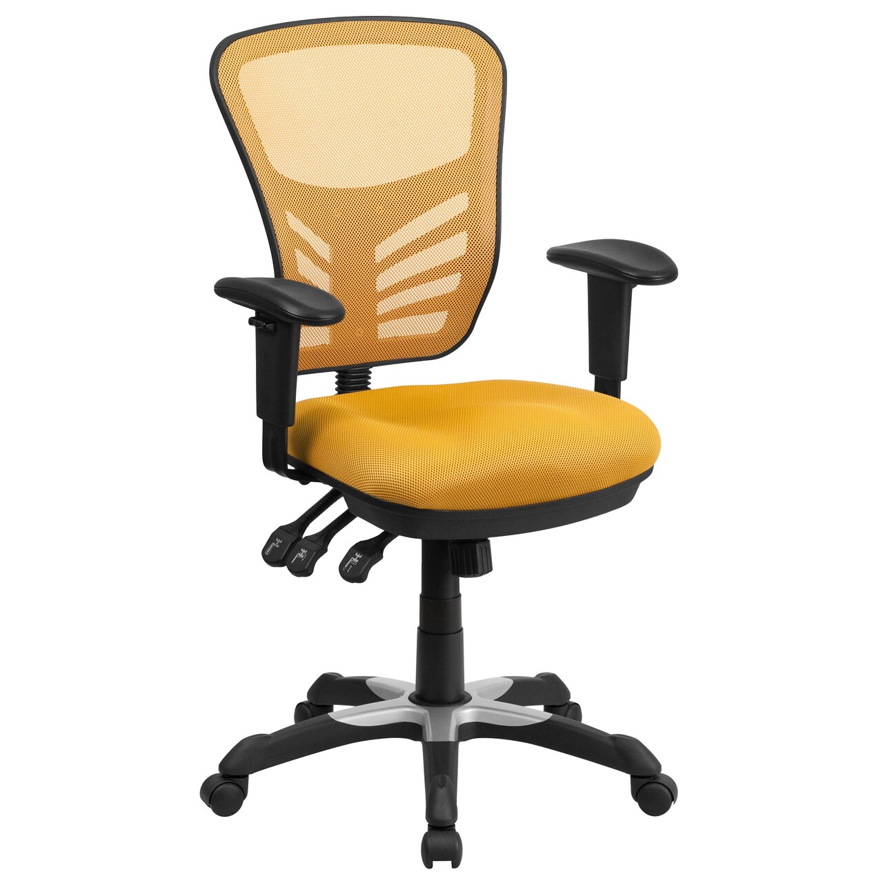 Flash Furniture 3.5' Yellow-Orange and Black Contemporary Swivel Ergonomic Office Chair with Adjustable Arms
